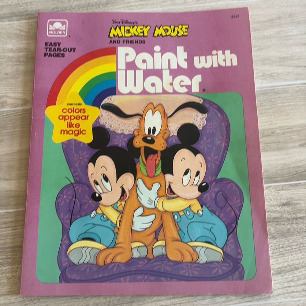 1991 A Golden Book Paint With Water Walt Disney’s Mickey Mouse and Friends.